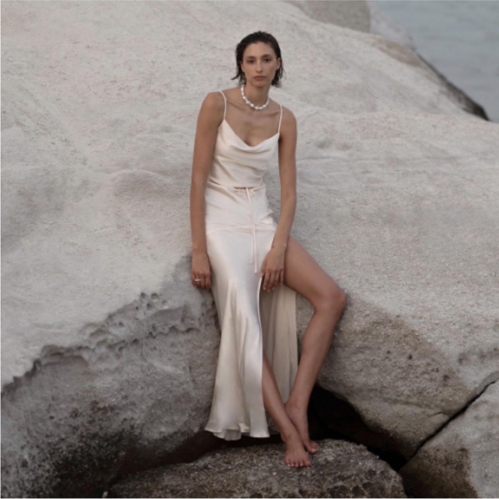 Shona Joy LA LUNE BIAS COWL MAXI DRESS - CREAM size 6